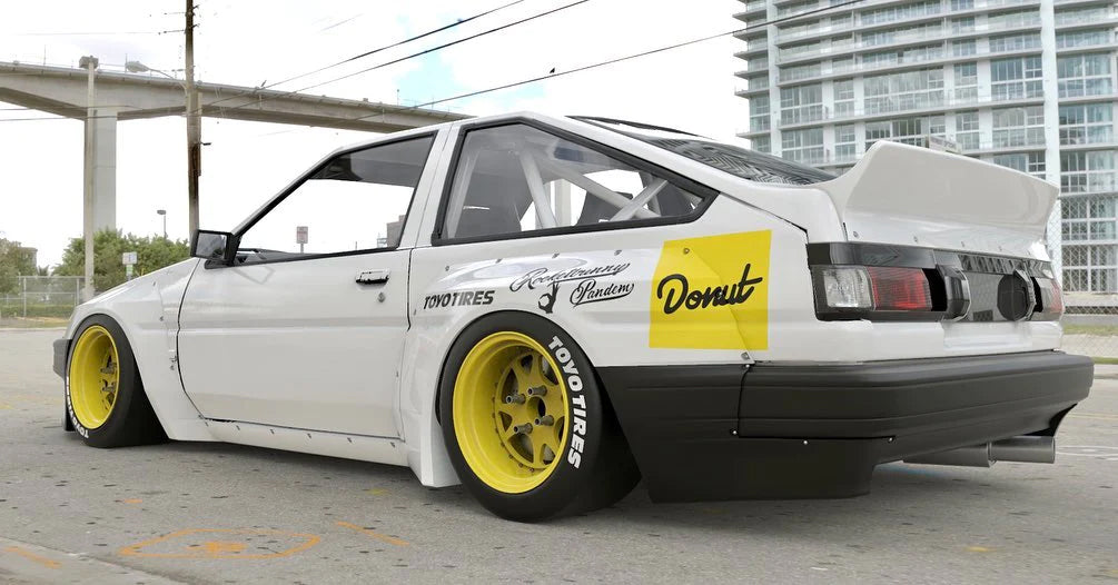 Pandem Toyota (AE86) Corolla Trueno Hatchback with Duck Tail Wing